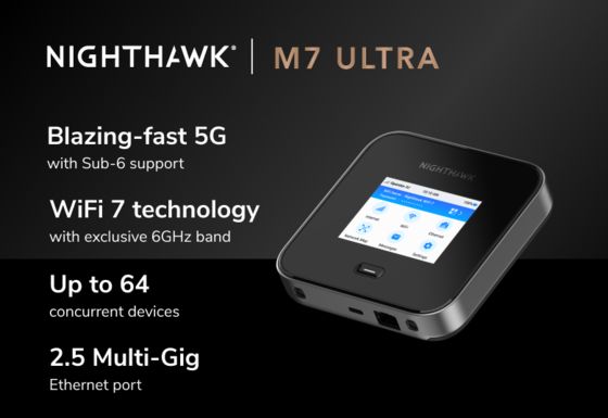 NIGHTHAWK M7 Ultra M7500 5G MmWave WiFi 7 5.8Gbps dengan Router Hotspot Seluler Ethernet 2.5G